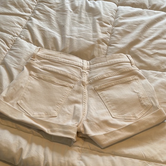 Cuffed size small white denim distressed short shorts - Picture 4 of 4